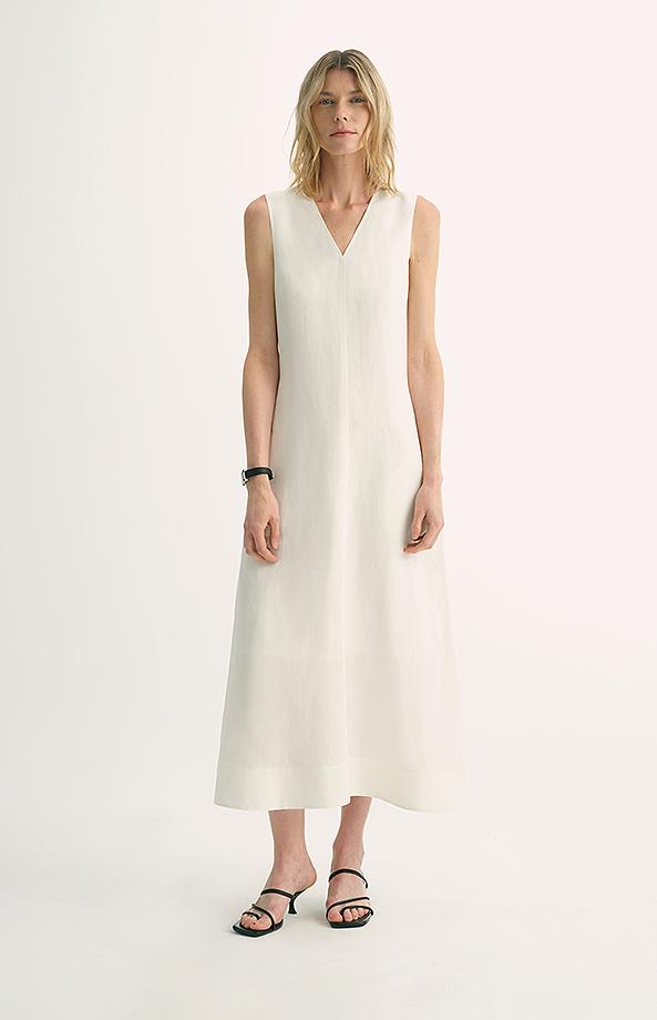 Cupro-Linen V-Neck A-Line Dress Firelady Fur