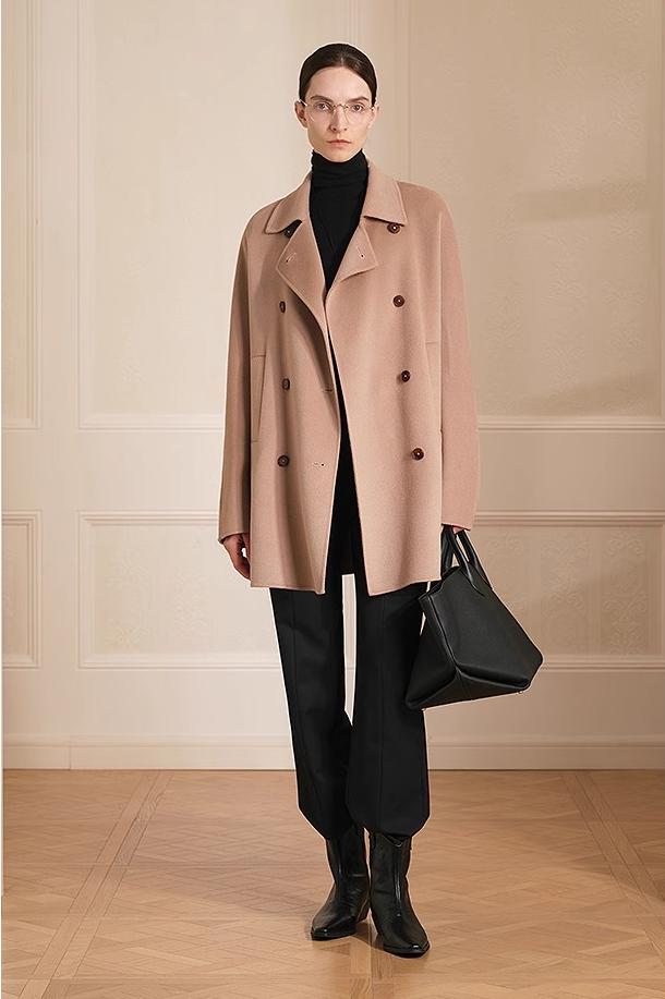 Desert Rose Wool Double-Breasted Coat Firelady Fur