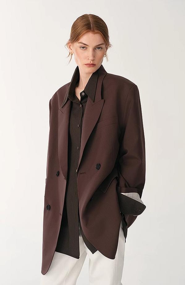 Silk Wool Peak Lapel Suit Jacket Firelady Fur