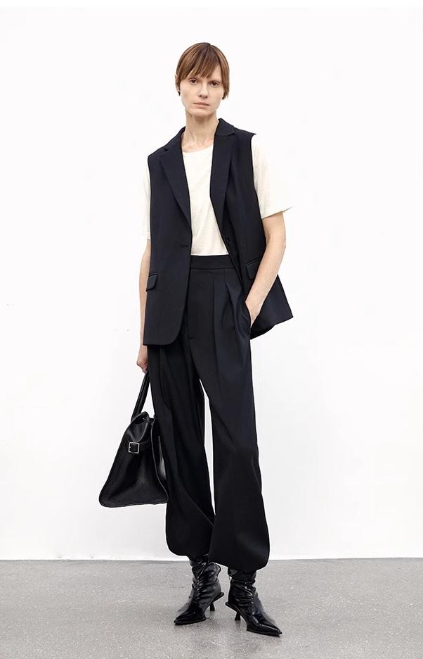 High-Waisted Wool Blend Slim Pants Firelady Fur