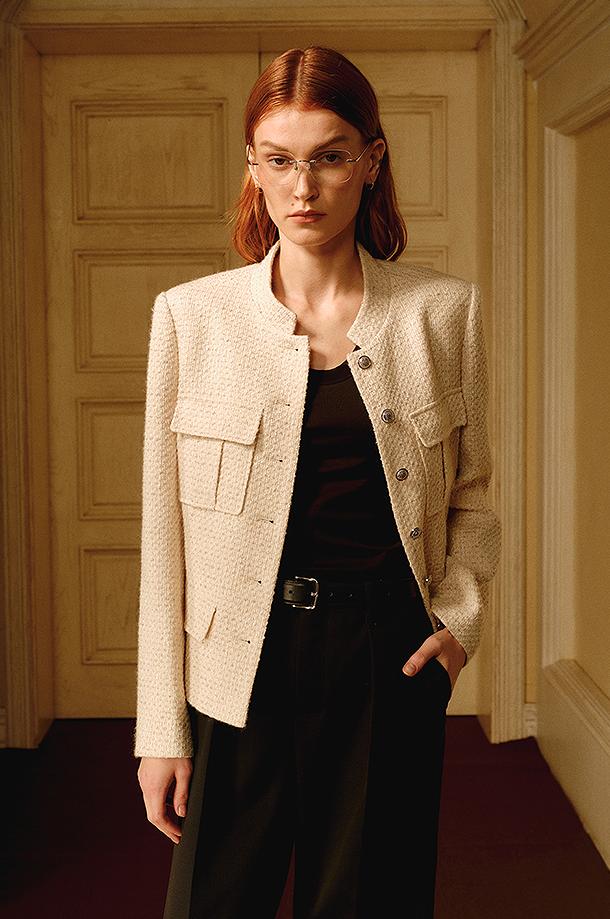 Cropped Wool-Blend Tweed Jacket Firelady Fur