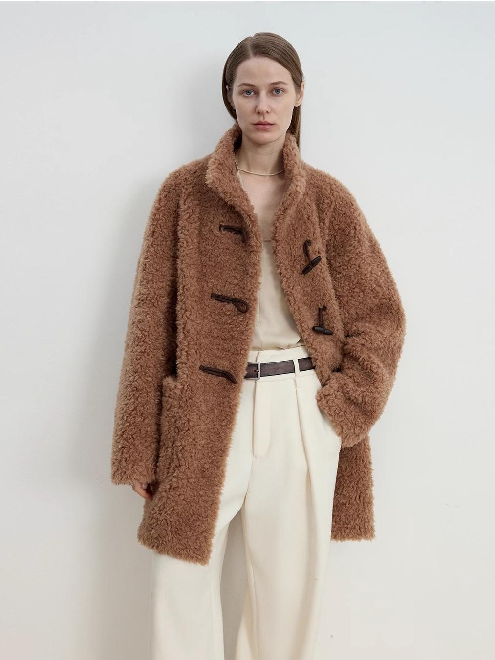 Curly Shearling Stand Collar Coat Firelady Fur