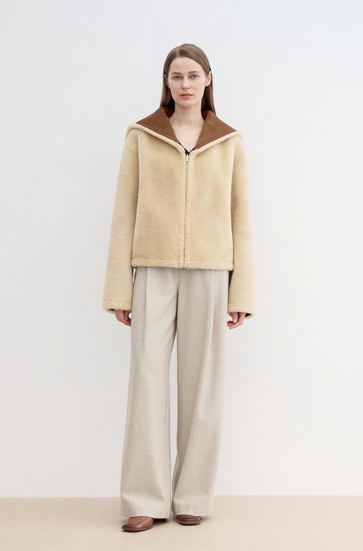 Floating Dune Wool & Suede Shearling Jacket Firelady Fur