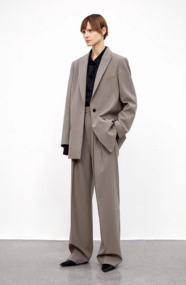 High-Waisted Wool Blend Slim Pants Firelady Fur