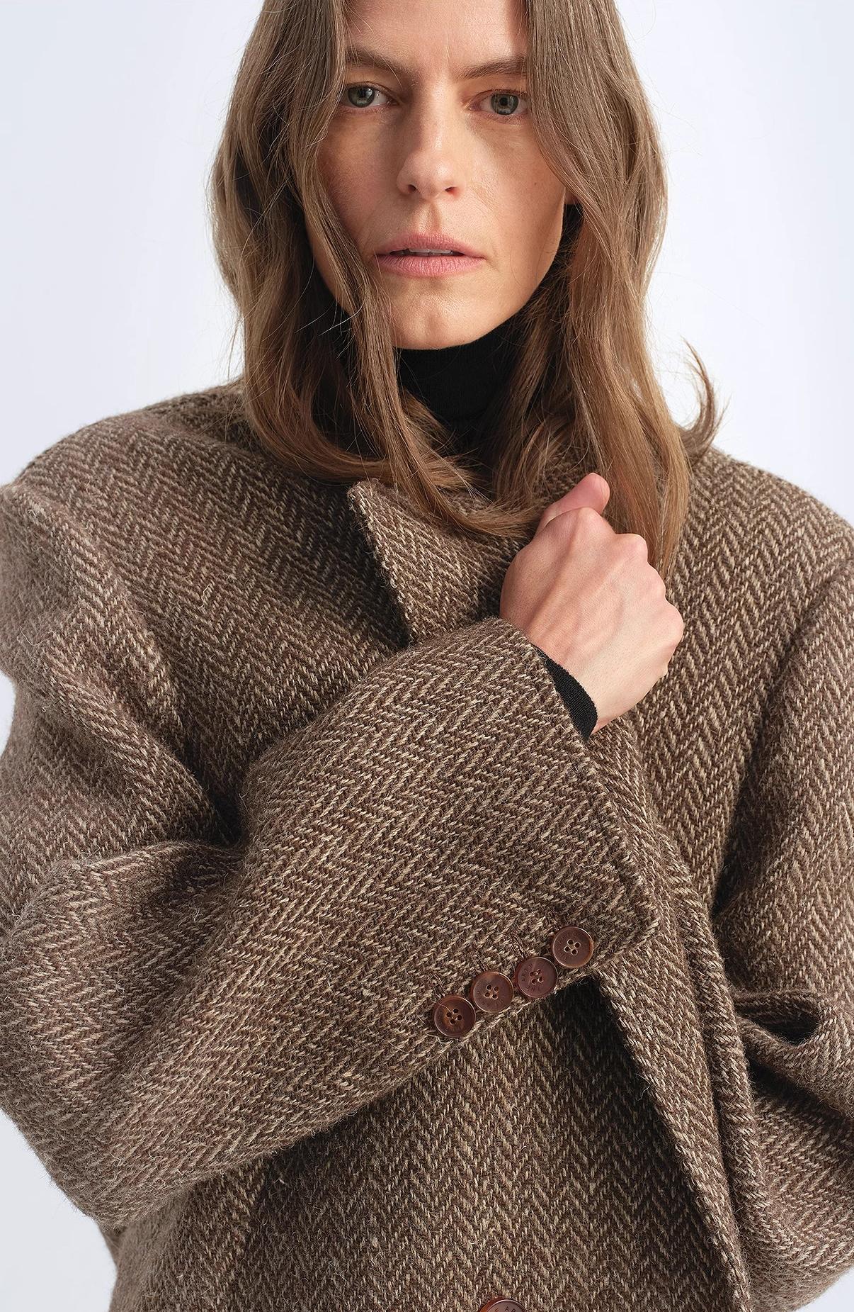 Desert City Italian Wool Herringbone Coat Firelady Fur
