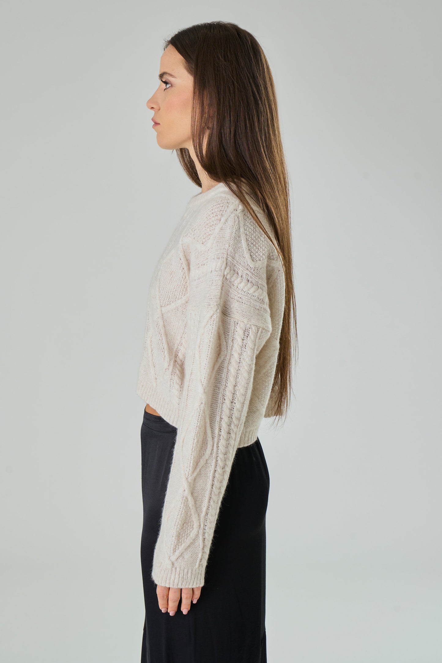 Caterina Merino Wool Cable-Knit Sweater Tenné