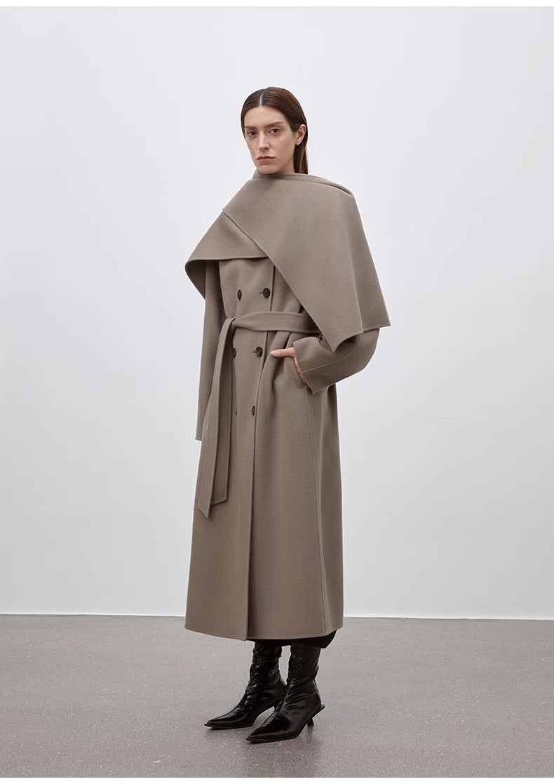 Wool Coat with Removable Scarf Firelady Fur