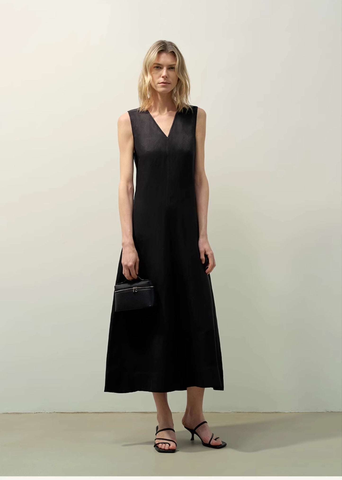 Cupro-Linen V-Neck A-Line Dress Firelady Fur