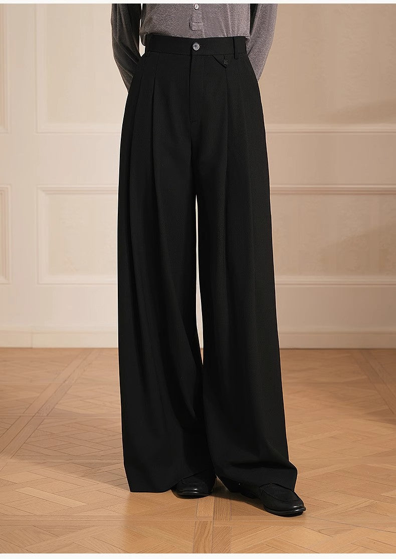 Merino Wool Pleated Wide-Leg Pants Firelady Fur