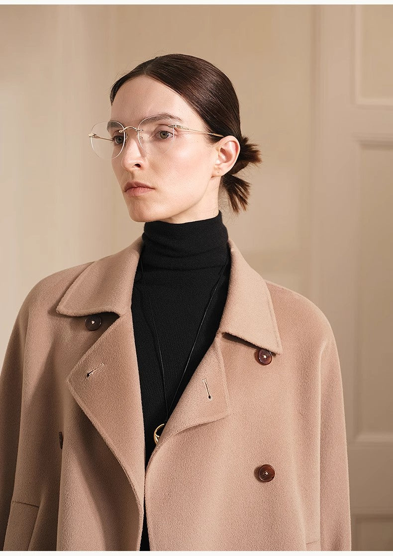 Desert Rose Wool Double-Breasted Coat Firelady Fur
