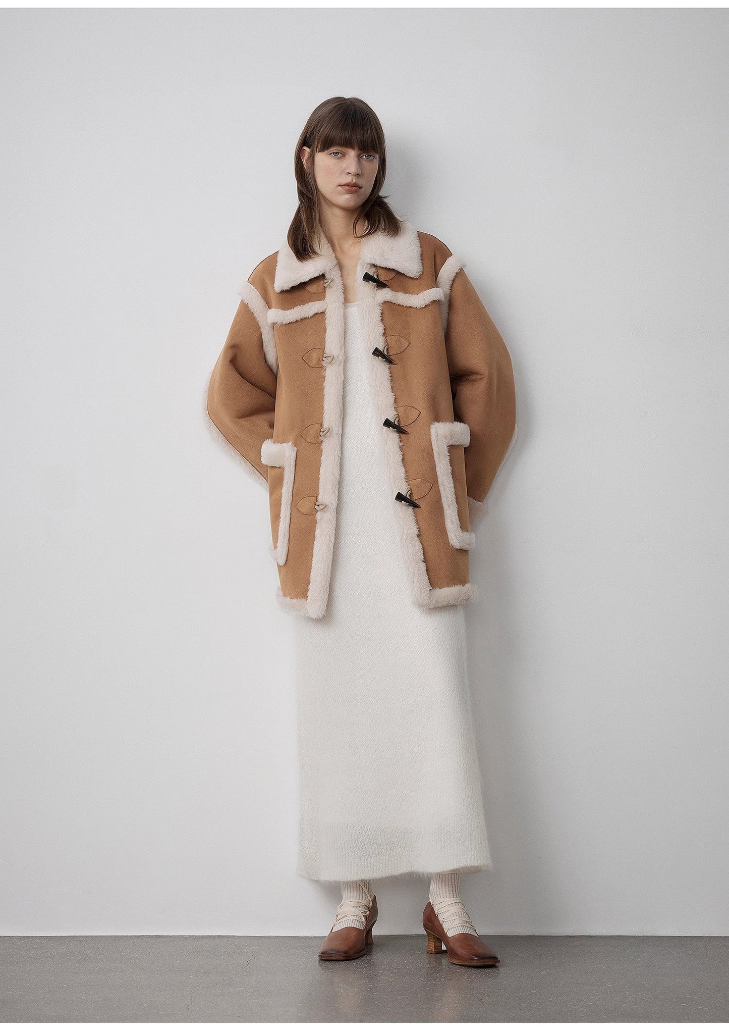 Western Sunset Wool & Suede Shearling Coat for Women Firelady Fur