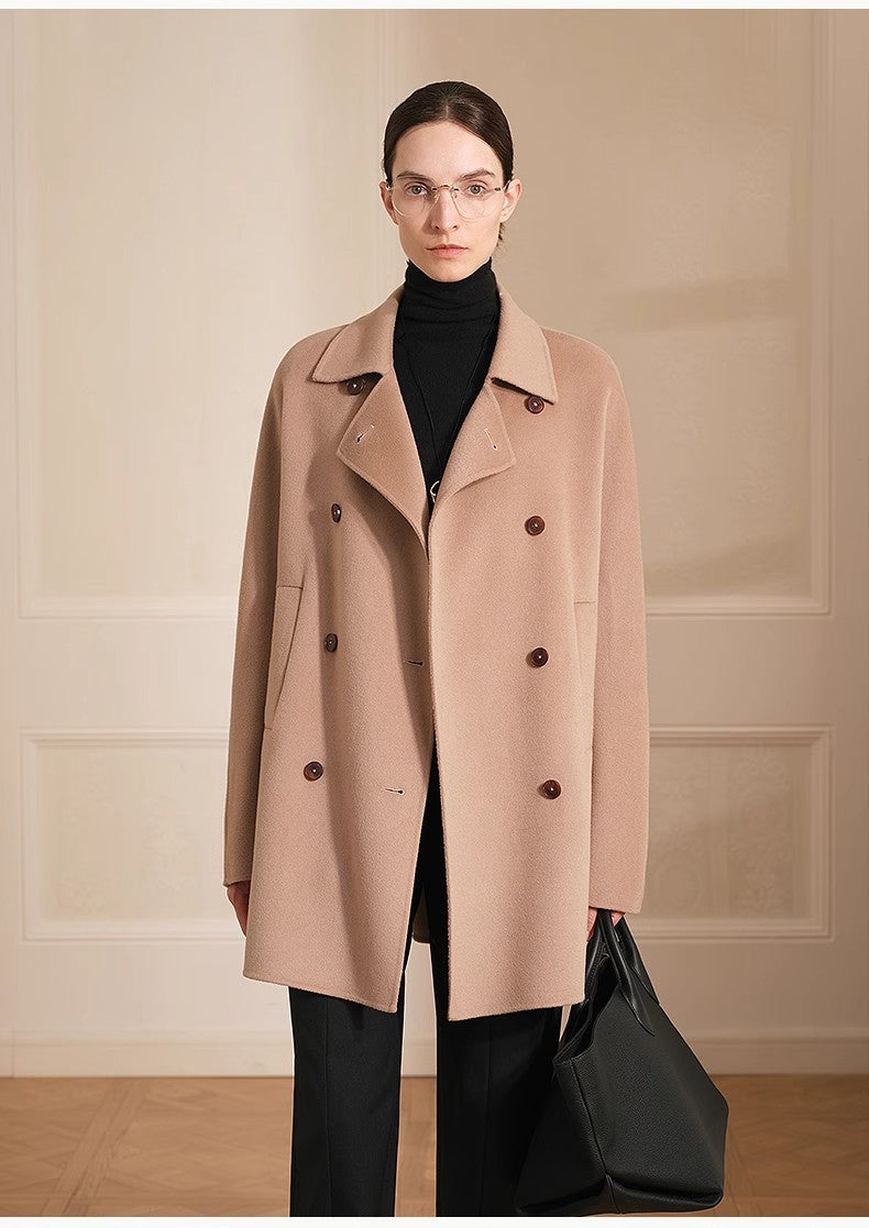 Desert Rose Wool Double-Breasted Coat Firelady Fur