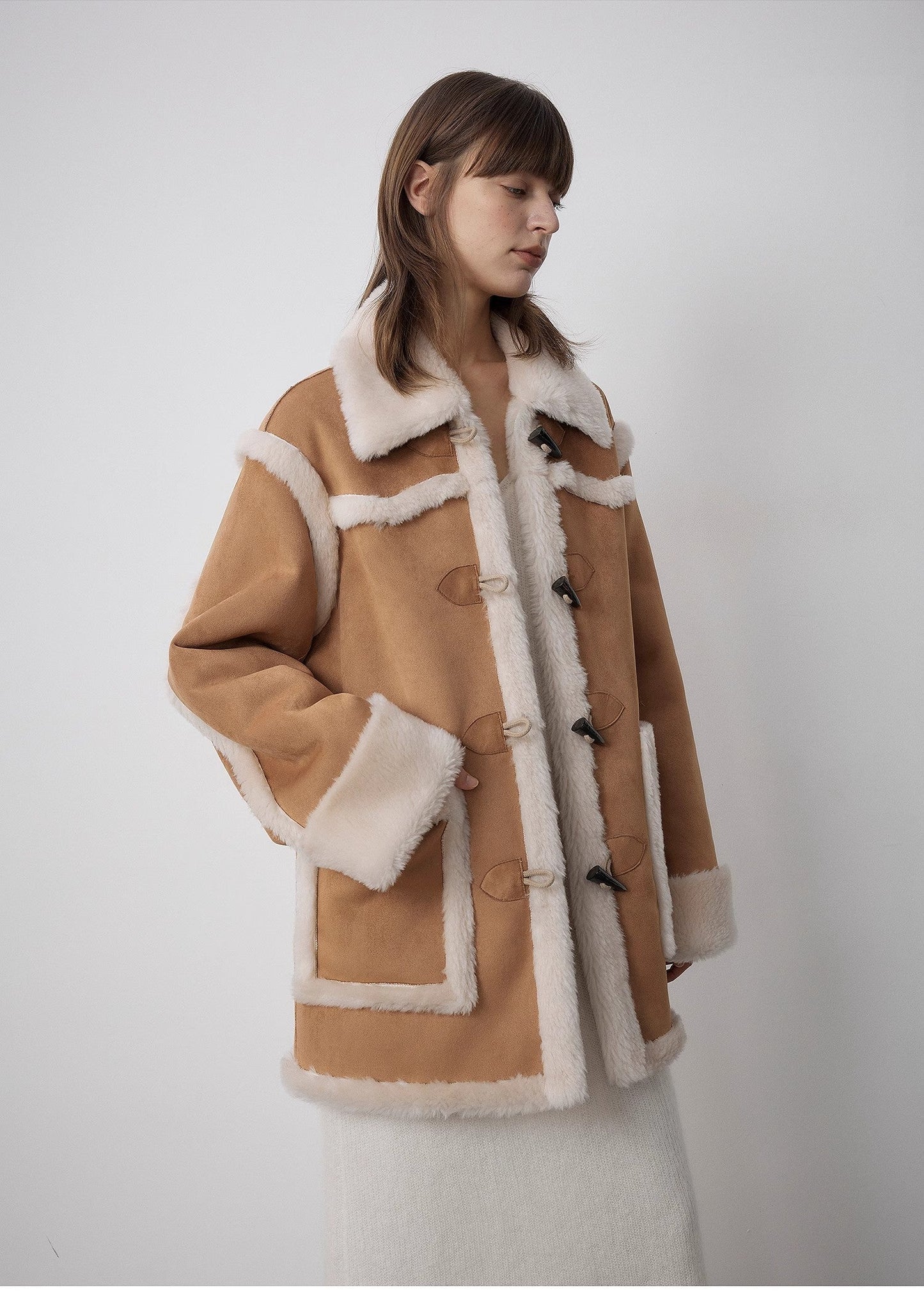 Western Sunset Wool & Suede Shearling Coat for Women Firelady Fur
