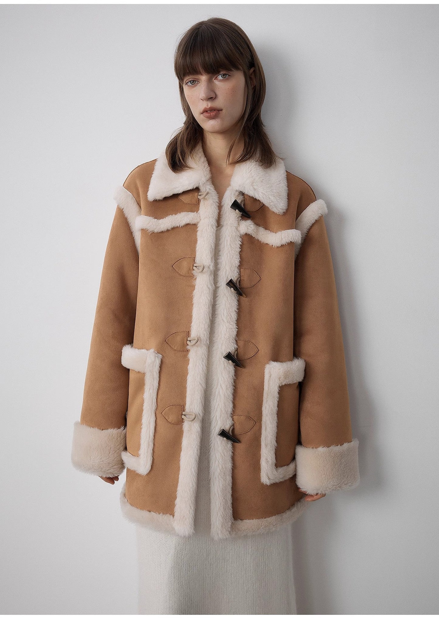 Western Sunset Wool & Suede Shearling Coat for Women Firelady Fur