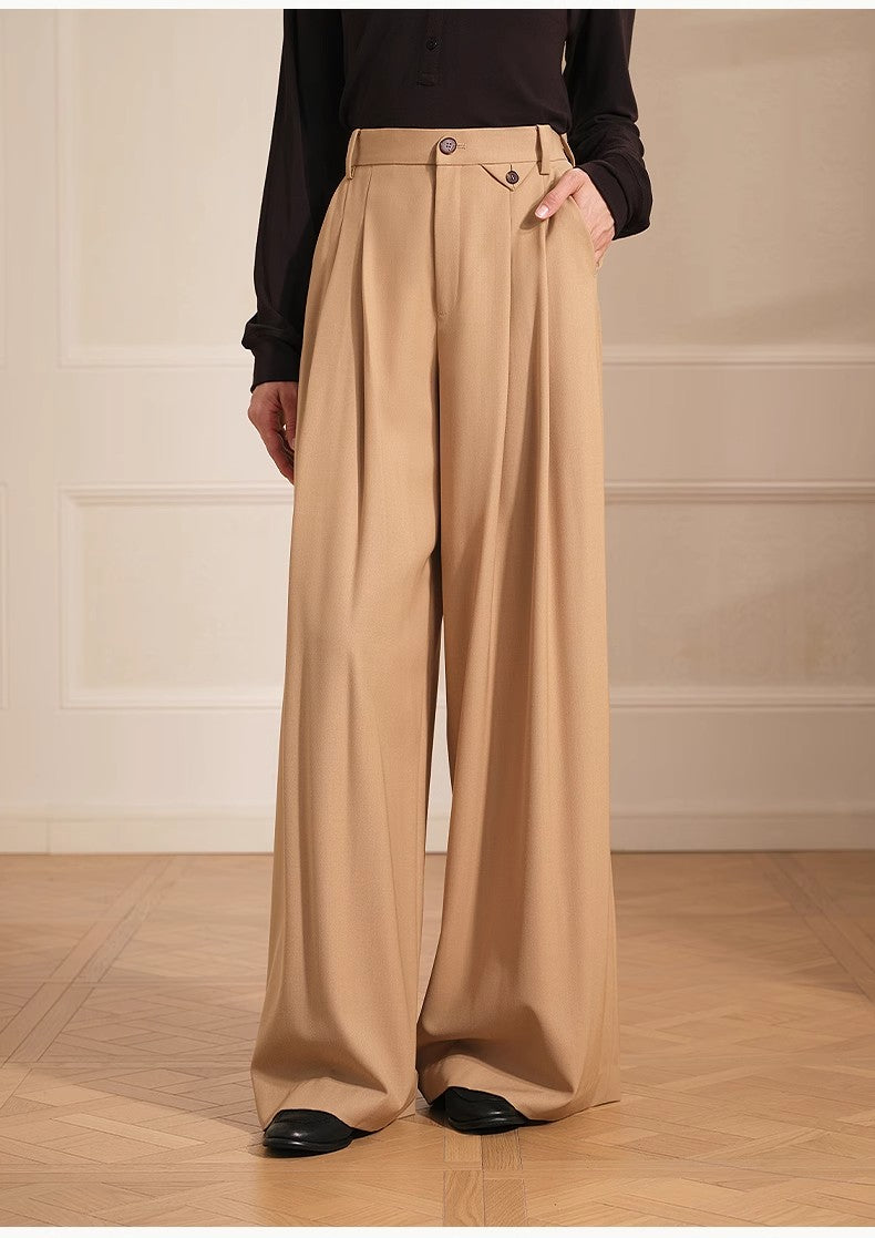 Merino Wool Pleated Wide-Leg Pants Firelady Fur