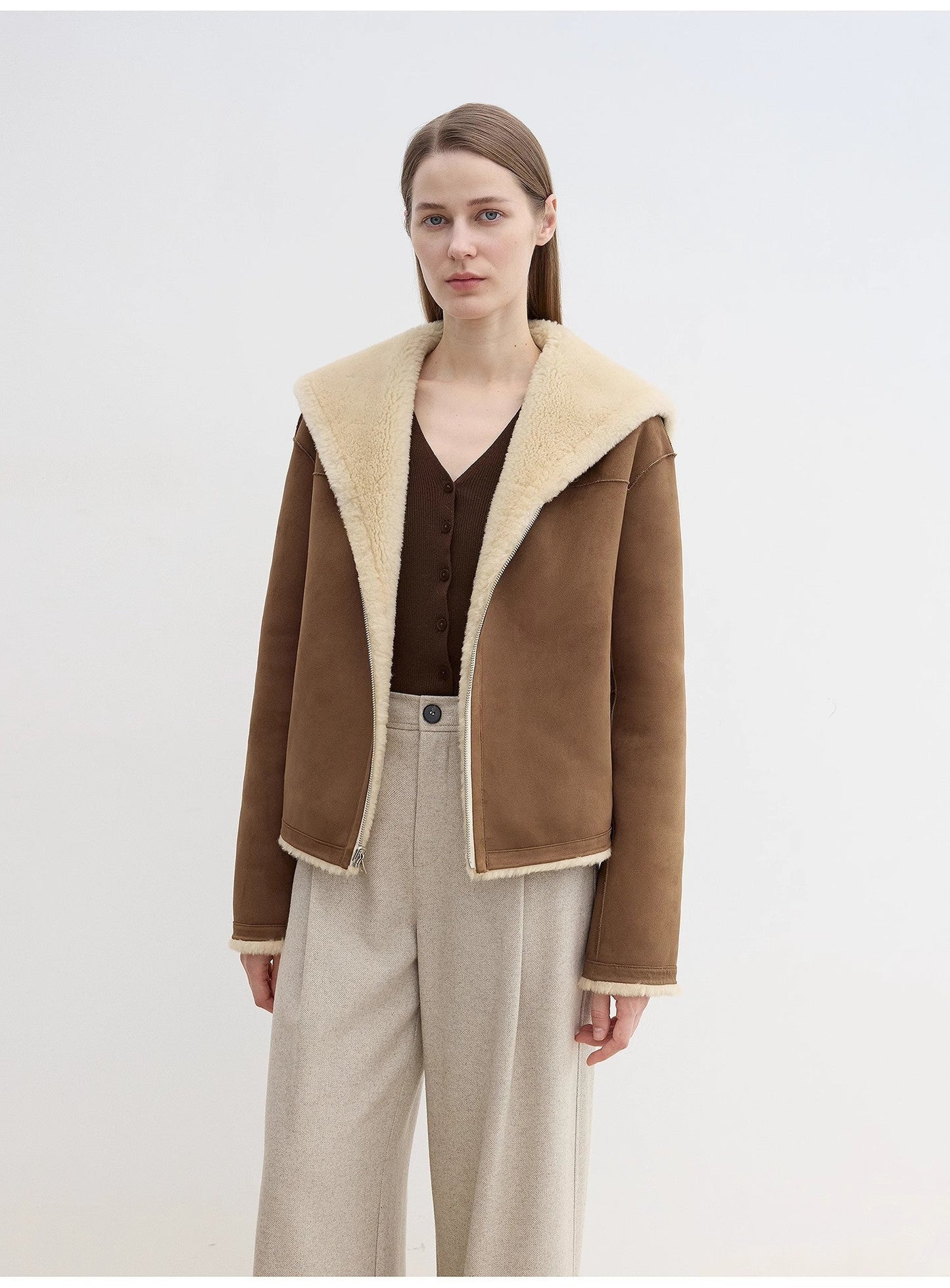 Floating Dune Wool & Suede Shearling Jacket Firelady Fur