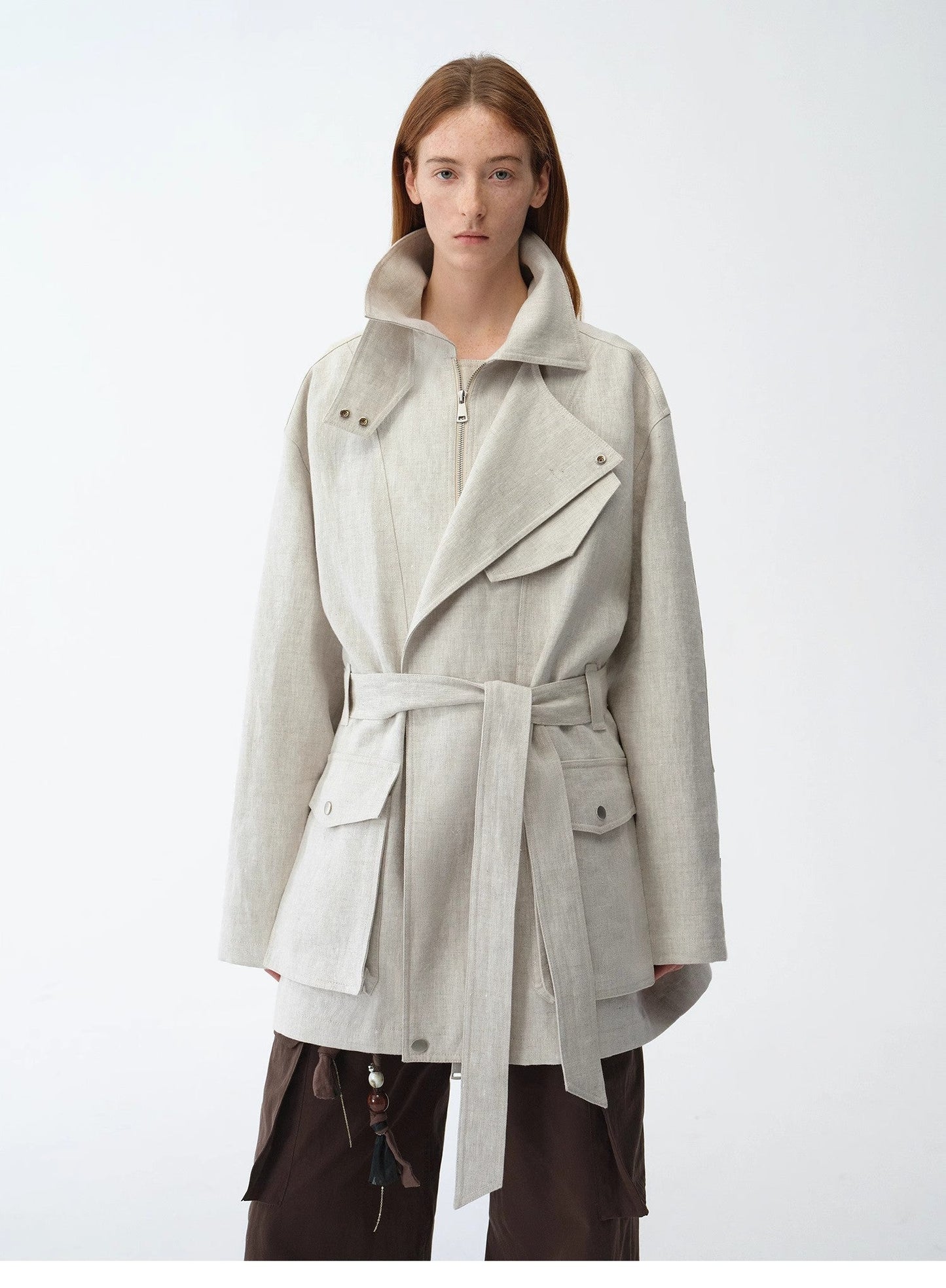Flynn Magazine Gold Linen Trench Coat Firelady Fur