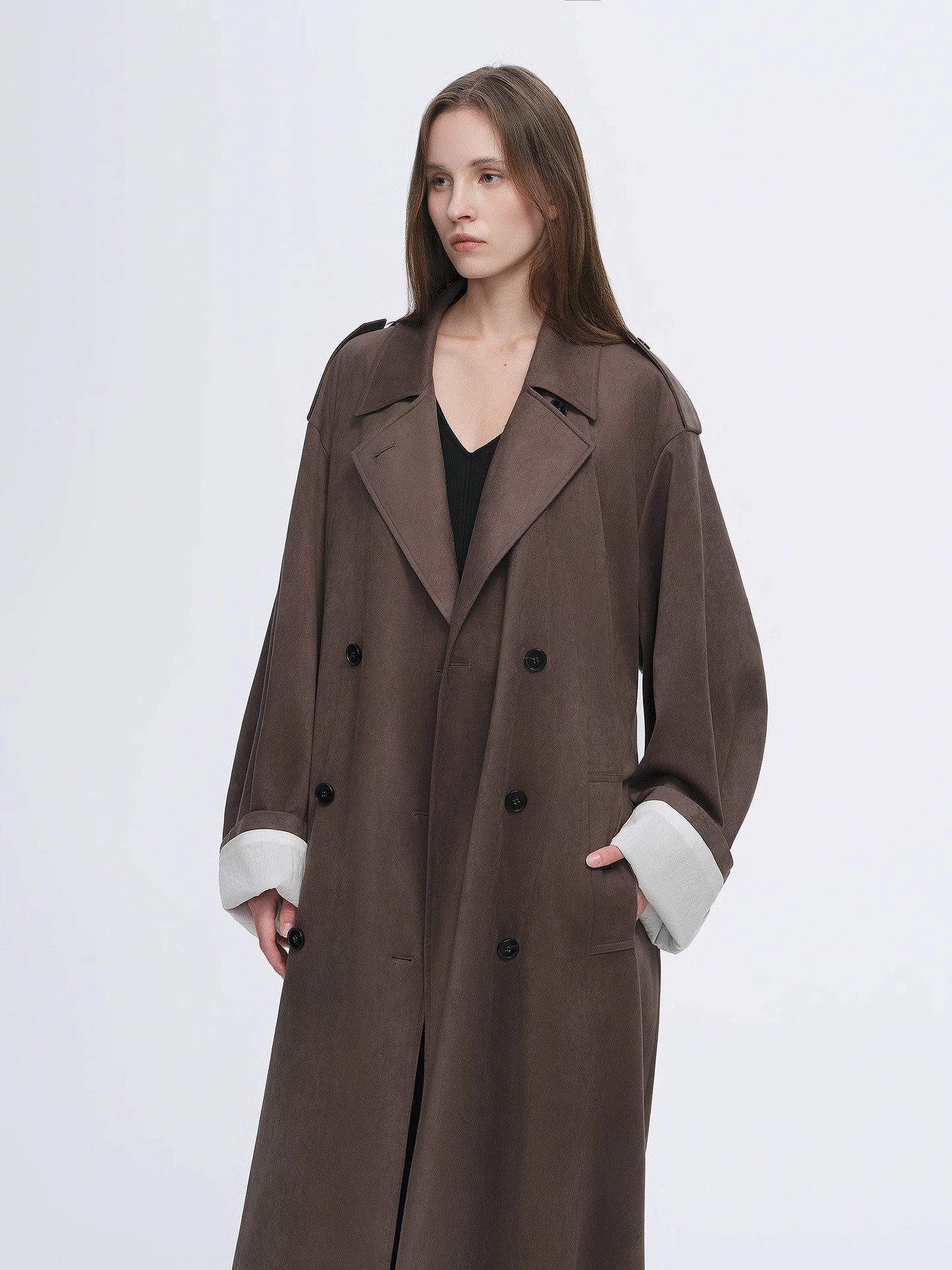 Line Walker Double-Breasted Velvet Trench Coat Firelady Fur