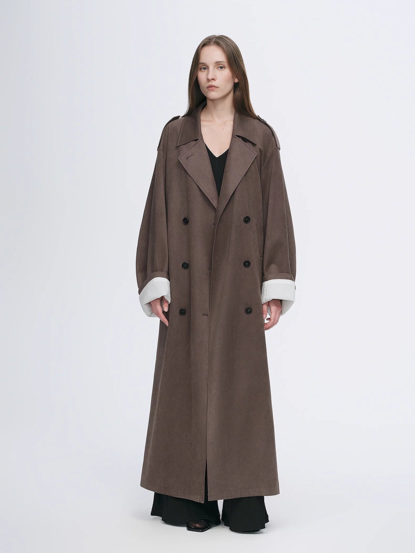 Line Walker Double-Breasted Velvet Trench Coat Firelady Fur