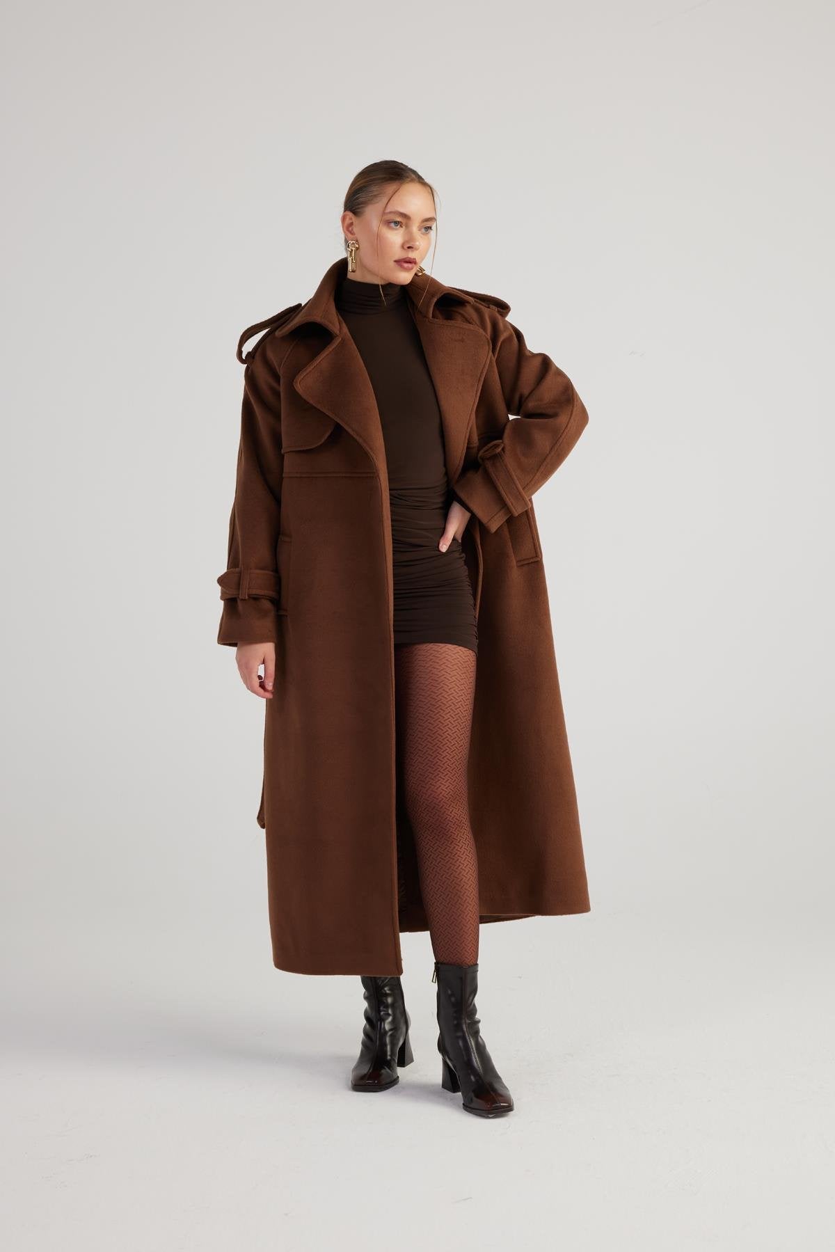 Nora Brown Cashmere Blend Maxi Coat Buy Me Fur Ltd