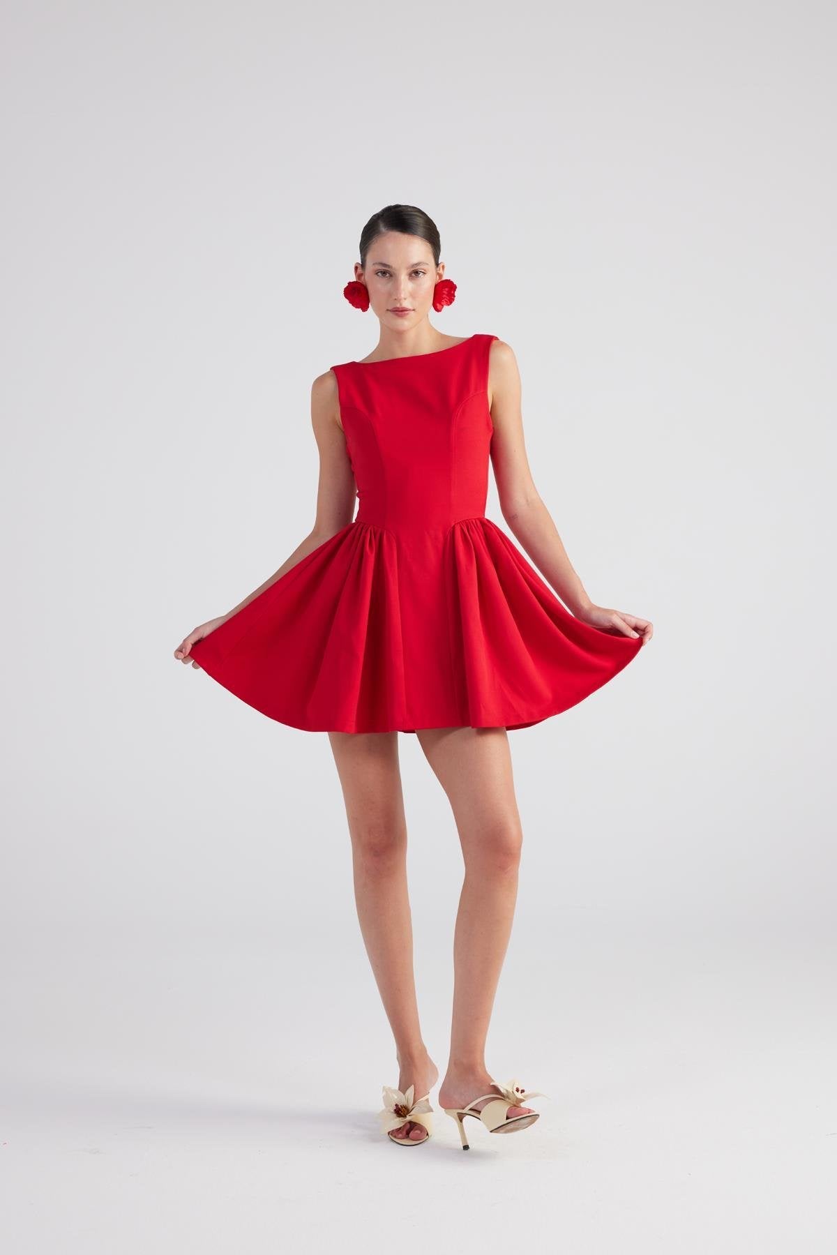 Alena Red Pleated Skirt Mini Dress Buy Me Fur Ltd