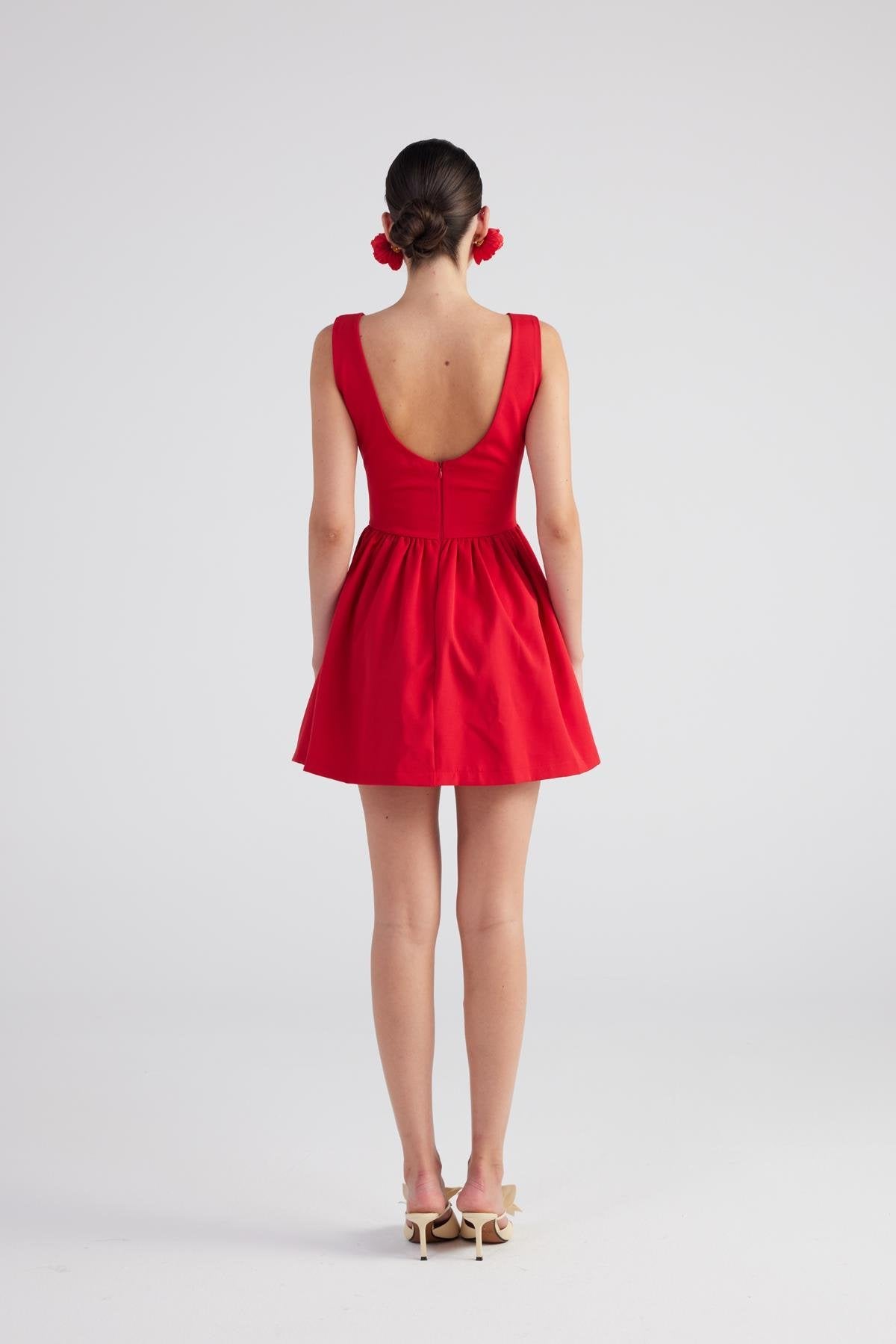 Alena Red Pleated Skirt Mini Dress Buy Me Fur Ltd