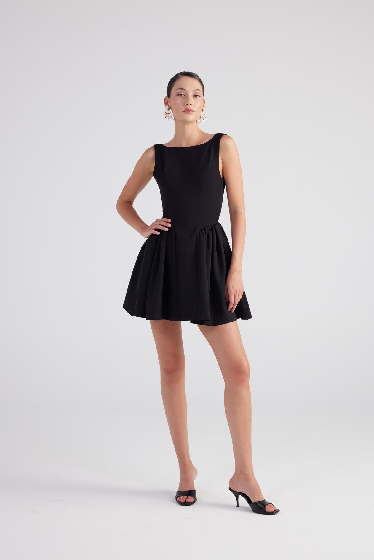 Alena Black Pleated Skirt Mini Dress Buy Me Fur Ltd