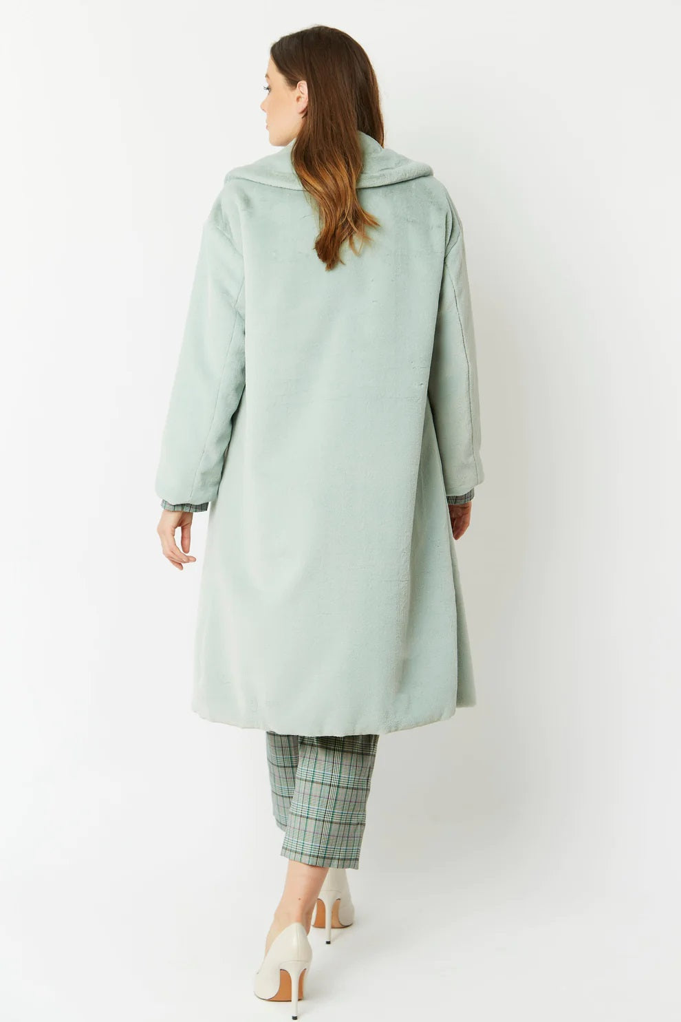 Light Green Faux Fur Midi Shearling Coat Buy Me Fur Ltd