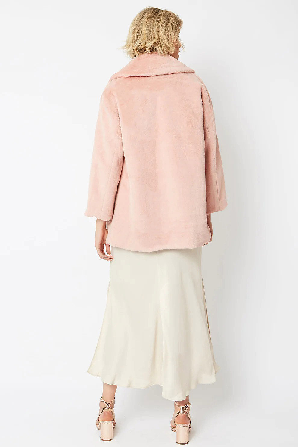 Light Pink Faux Fur Midi Coat Buy Me Fur Ltd