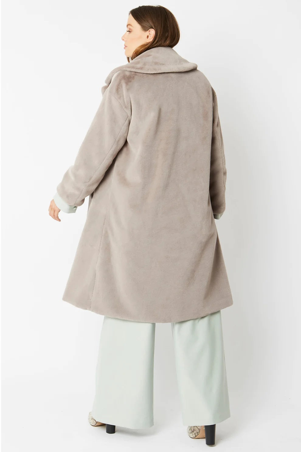 Light Grey Faux Fur Midi Coat Buy Me Fur Ltd