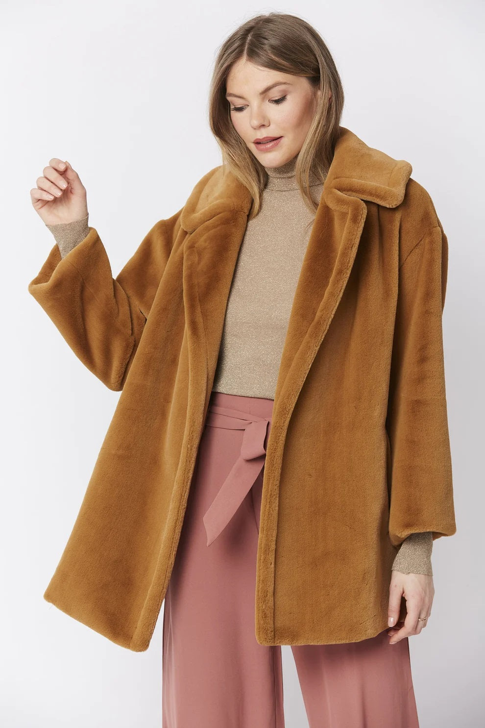 Mocha Faux Fur Midi Coat Buy Me Fur Ltd
