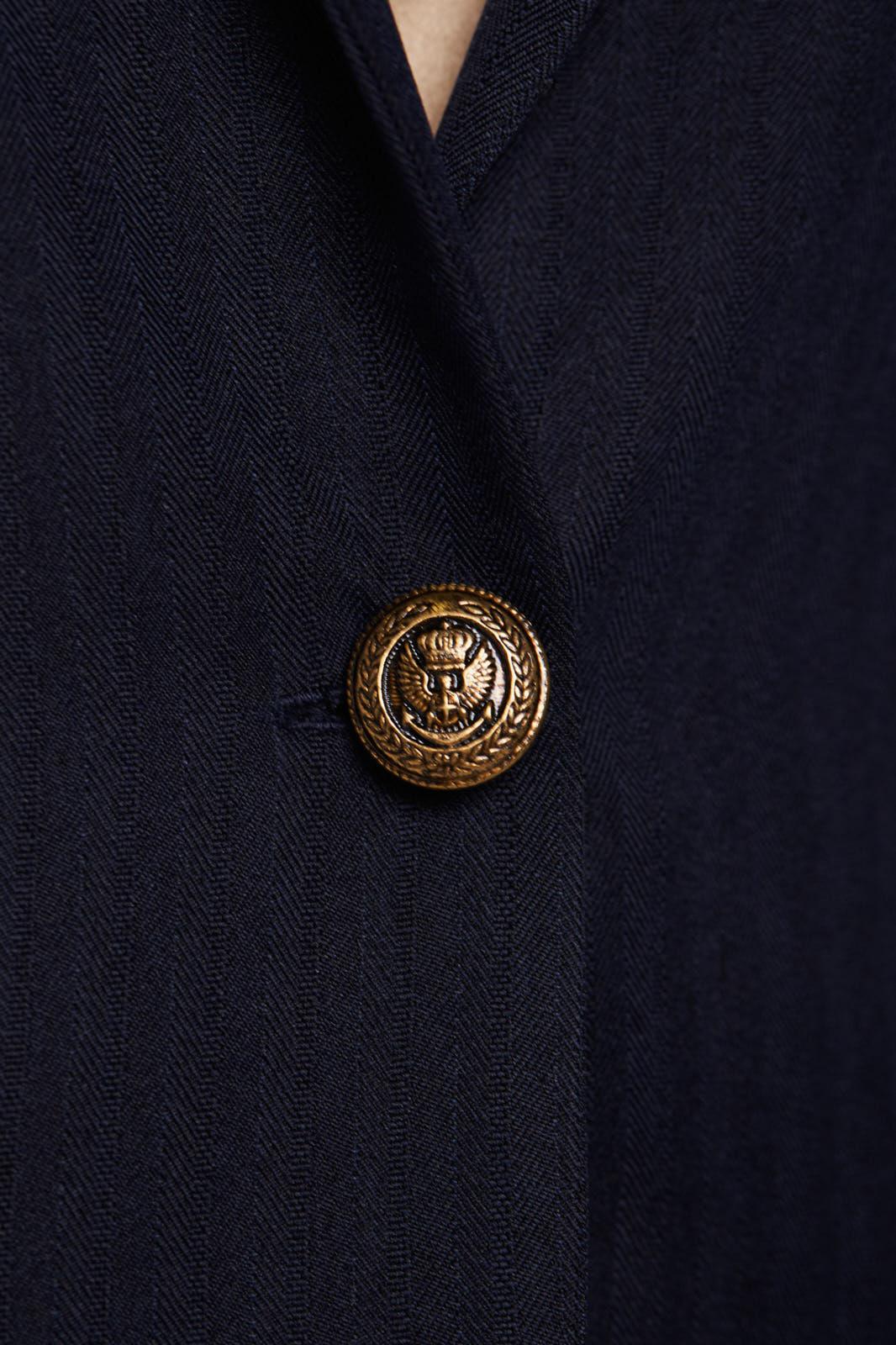 Navy Peak-Lapels Single-Breasted Blazer Le Réussi