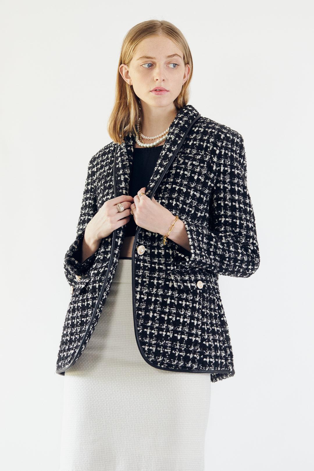 Black & White Tweed Checkers Blazer Le Réussi