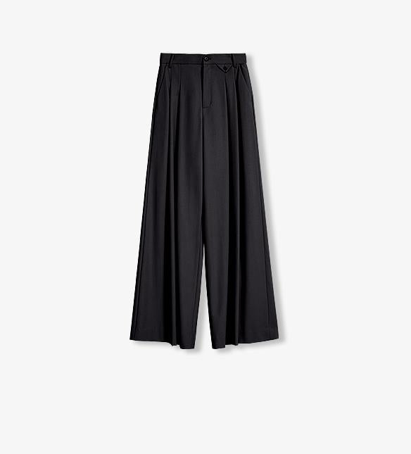 Merino Wool Pleated Wide-Leg Pants Firelady Fur