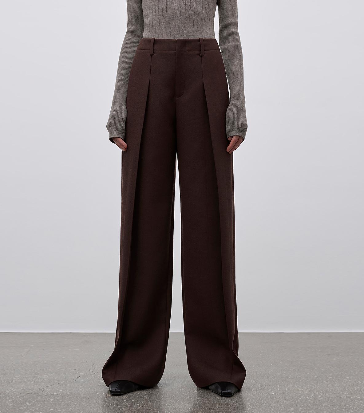 High-Waisted Pleated Wool Suit Trousers Firelady Fur