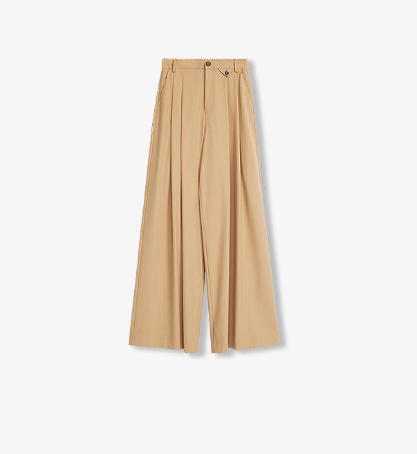 Merino Wool Pleated Wide-Leg Pants Firelady Fur