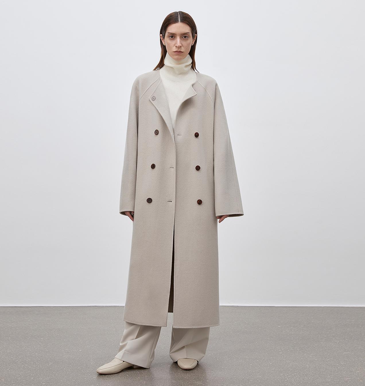 Wool Coat with Removable Scarf Firelady Fur