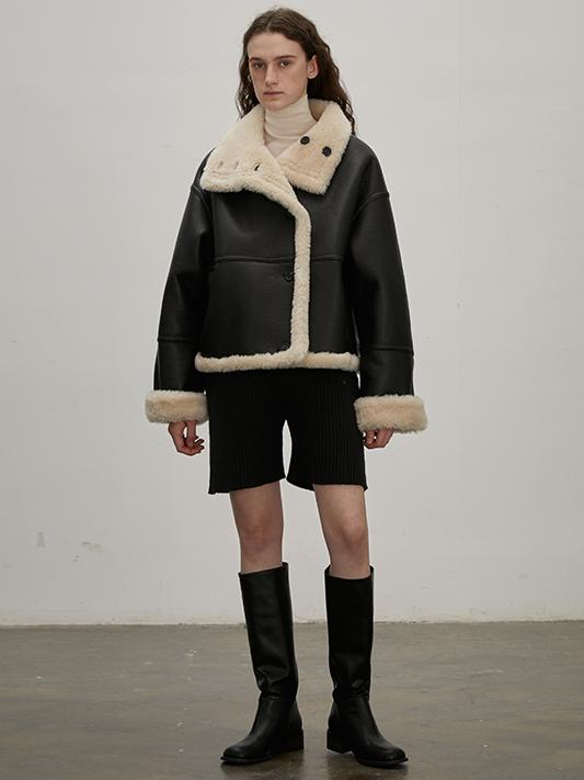 Reversible Wool & Suede Shearling Jacket Firelady Fur