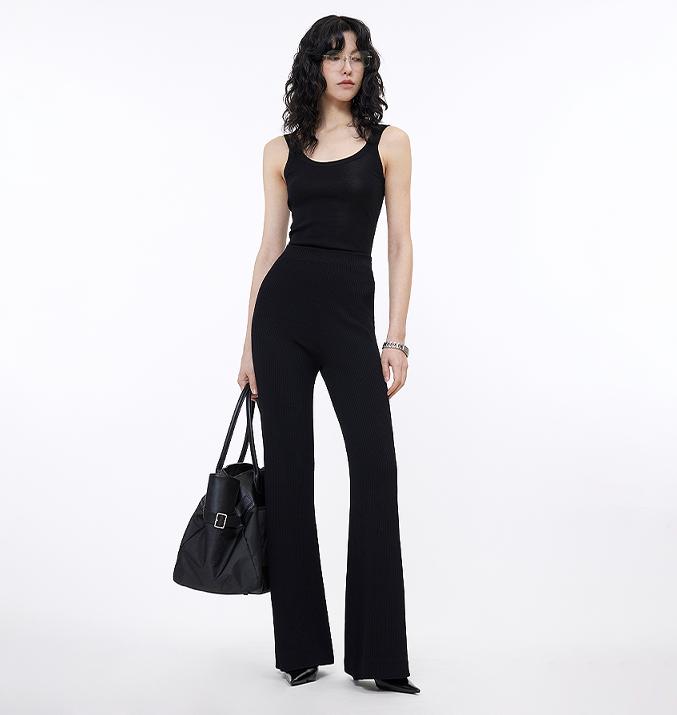 Knitted Bootcut Casual Trousers Firelady Fur