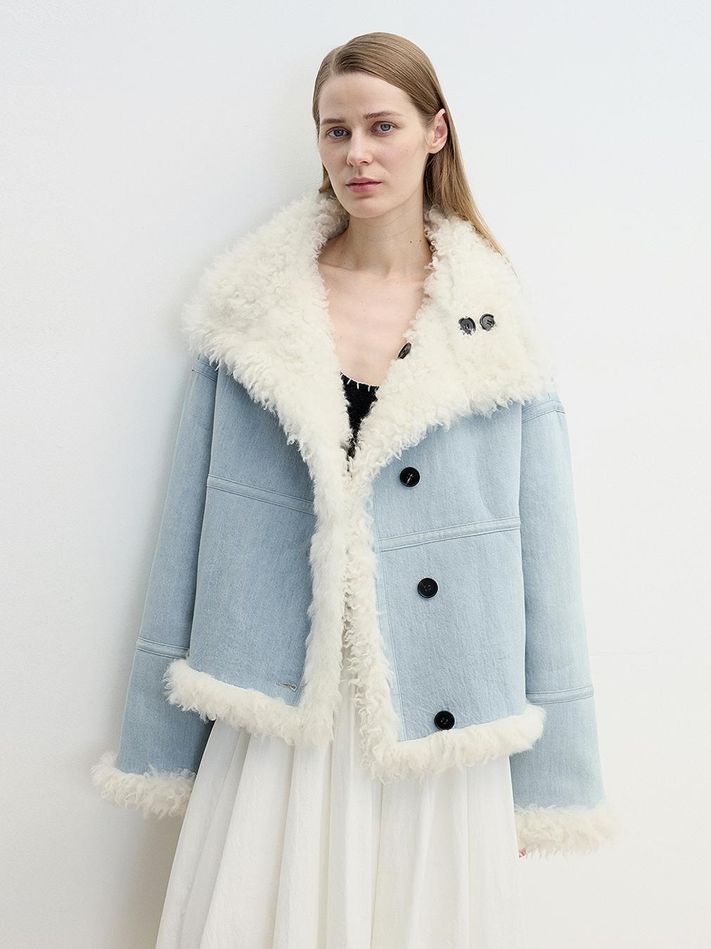 Reversible Wool & Suede Shearling Jacket Firelady Fur