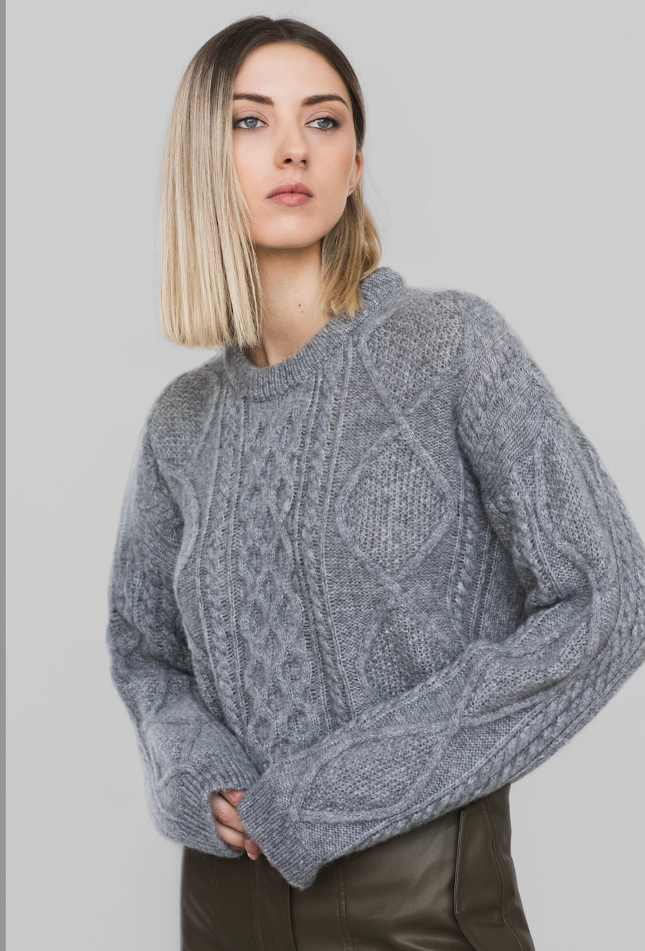 Caterina Merino Wool Cable-Knit Sweater Tenné