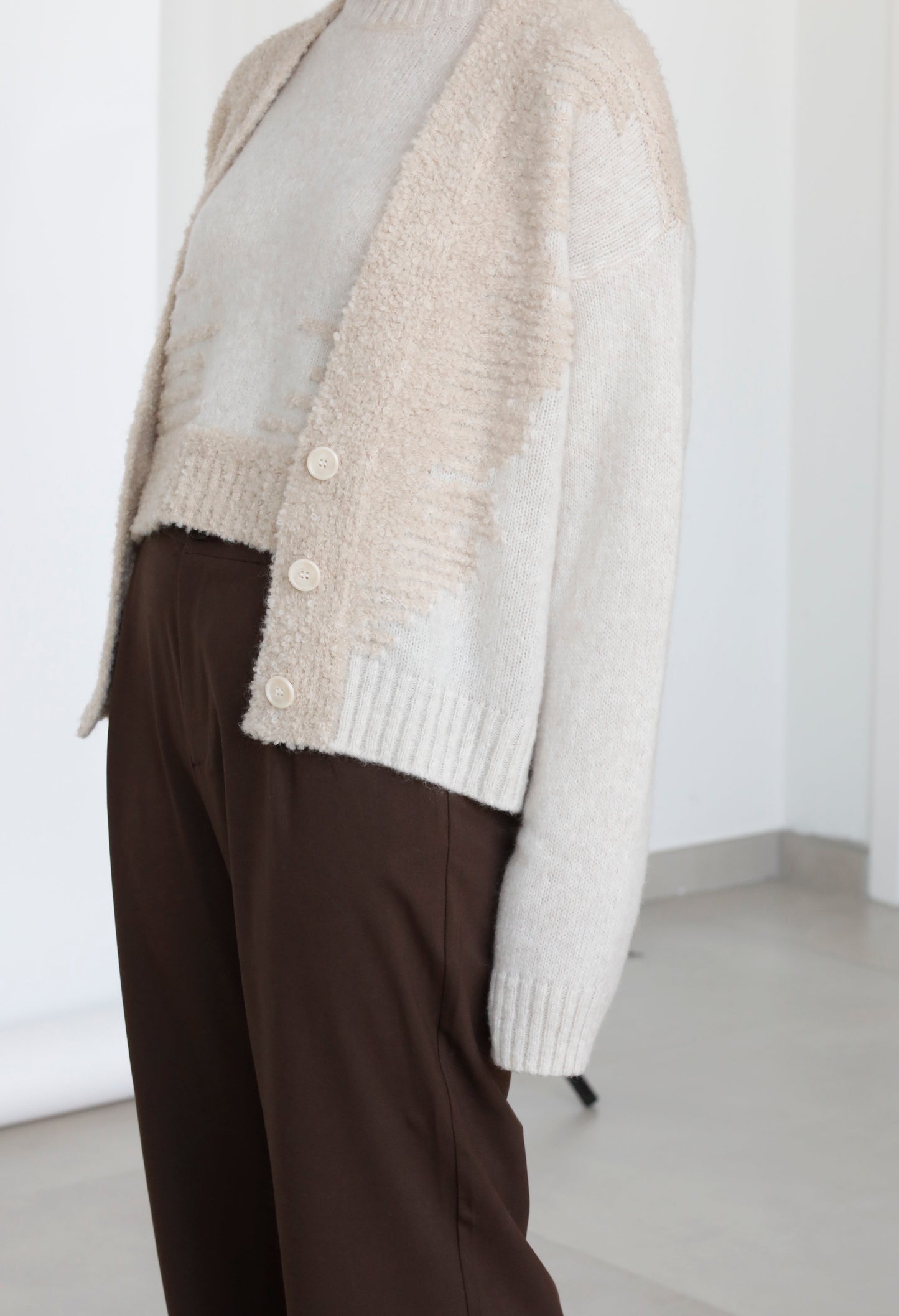 Bouclé Wool & Alpaca Cardigan Tenné
