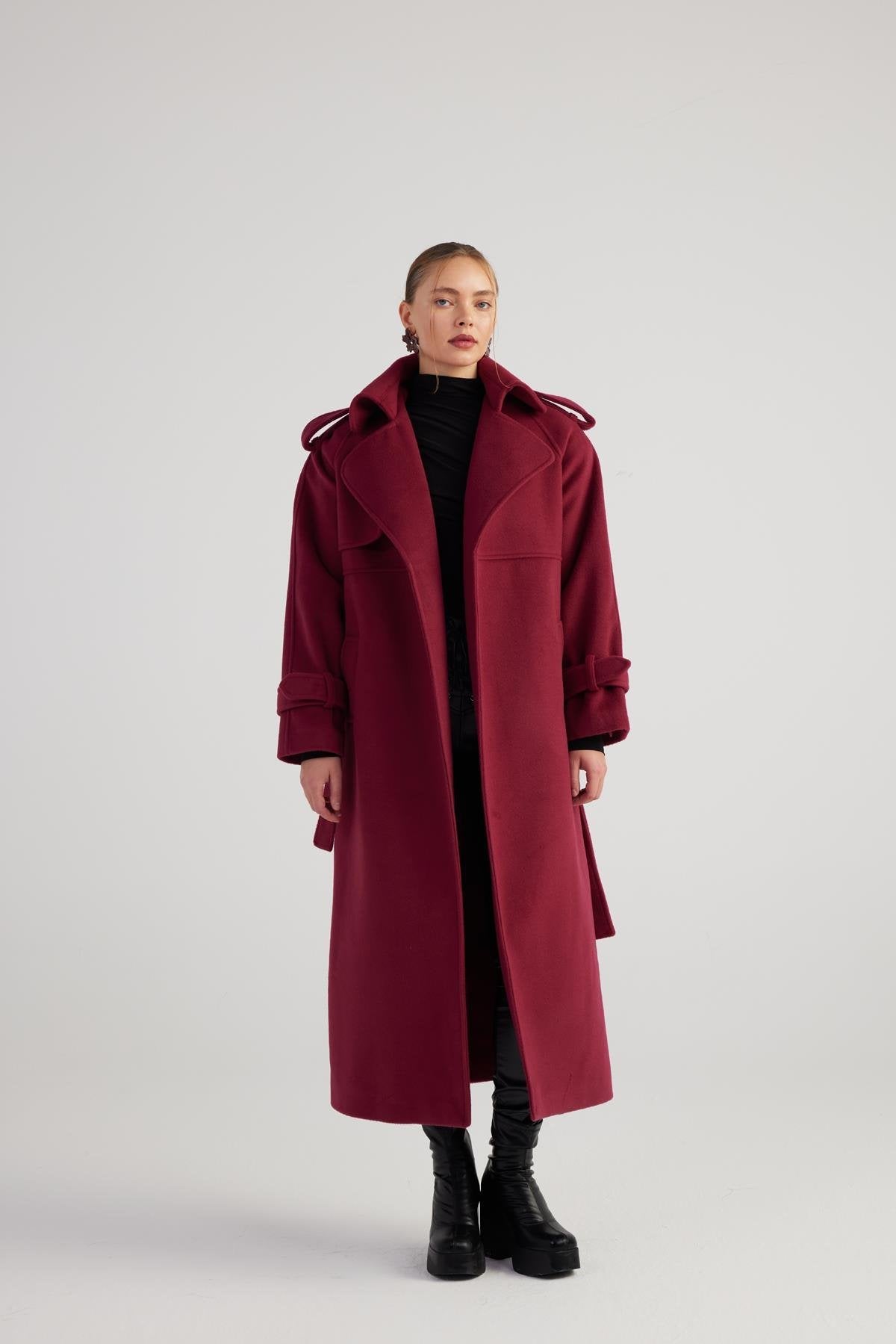 Nora Burgundy Cashmere Maxi Coat Buy Me Fur Ltd