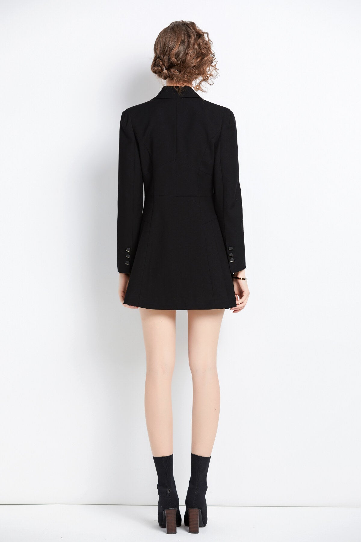 Black Pleated Blazer Dress DZA