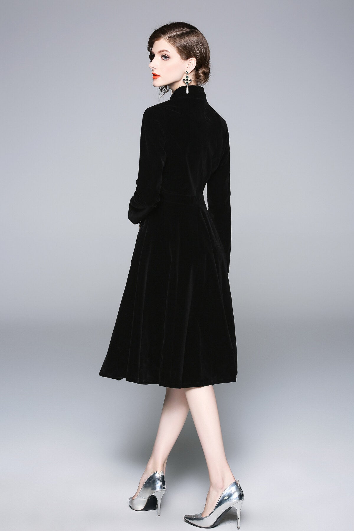 Black Velvet Fit & Flare Dress DZA
