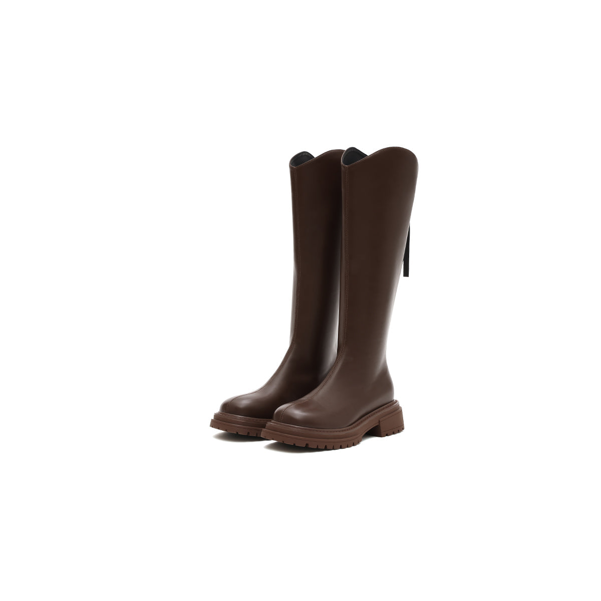 Brown Leather Knee-High Boots Masoomake