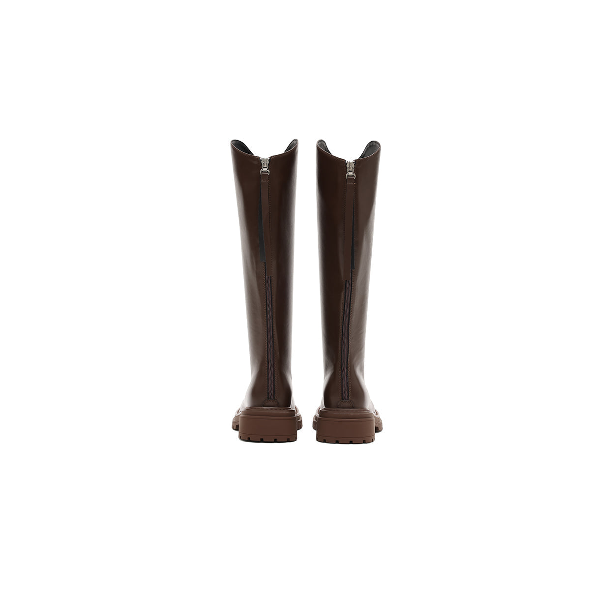 Brown Leather Knee-High Boots Masoomake