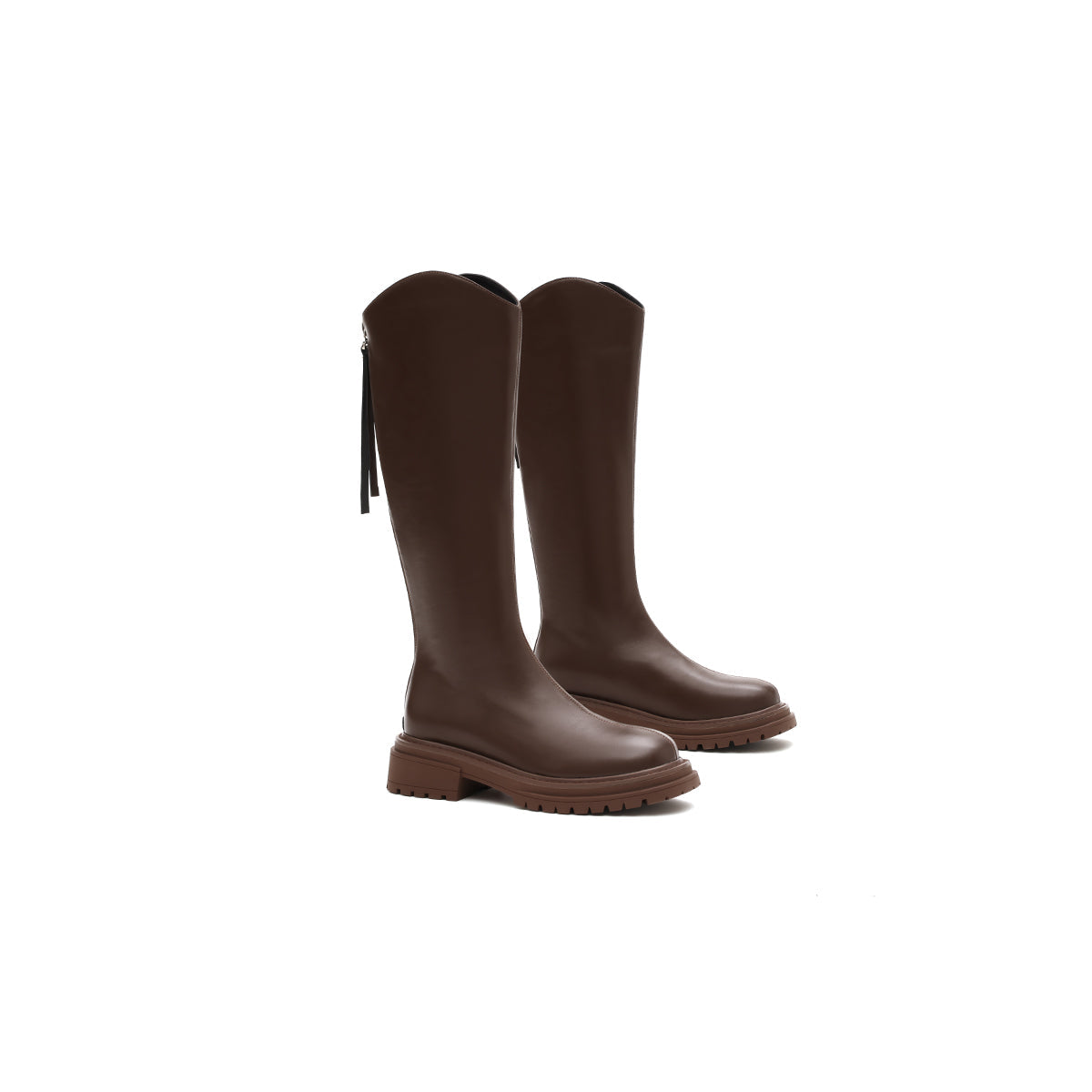 Brown Leather Knee-High Boots Masoomake