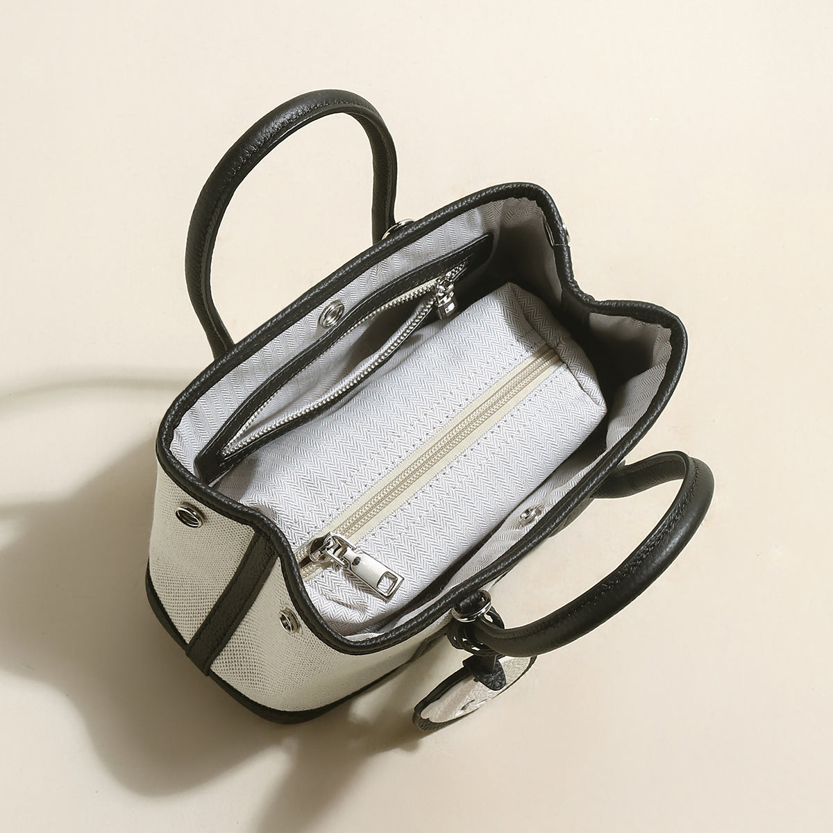 Canvas & Leather Top Handle Bag Cilela