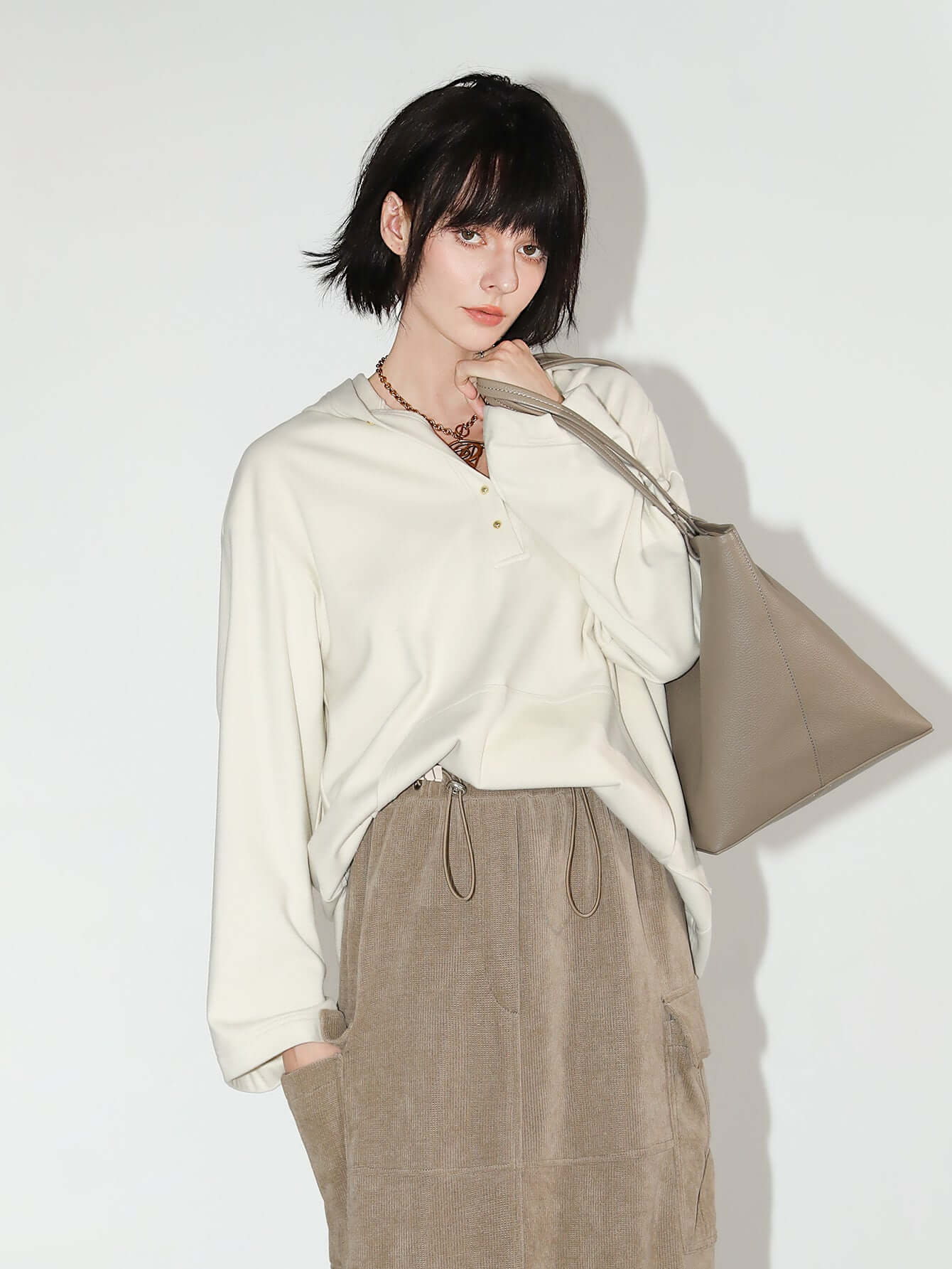 Classic Hooded Sweater with Gold Buttons Cocobella